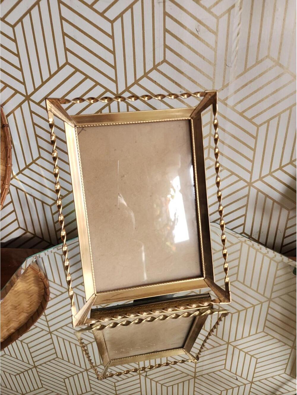 Vintage Gold Brass Filigree Ornate Freestanding Photo Frame 6x8